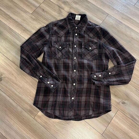 True‎ Religion Plaid Casual Flannel Buttonup Men Large Bin J-46 - Picture 1 of 6